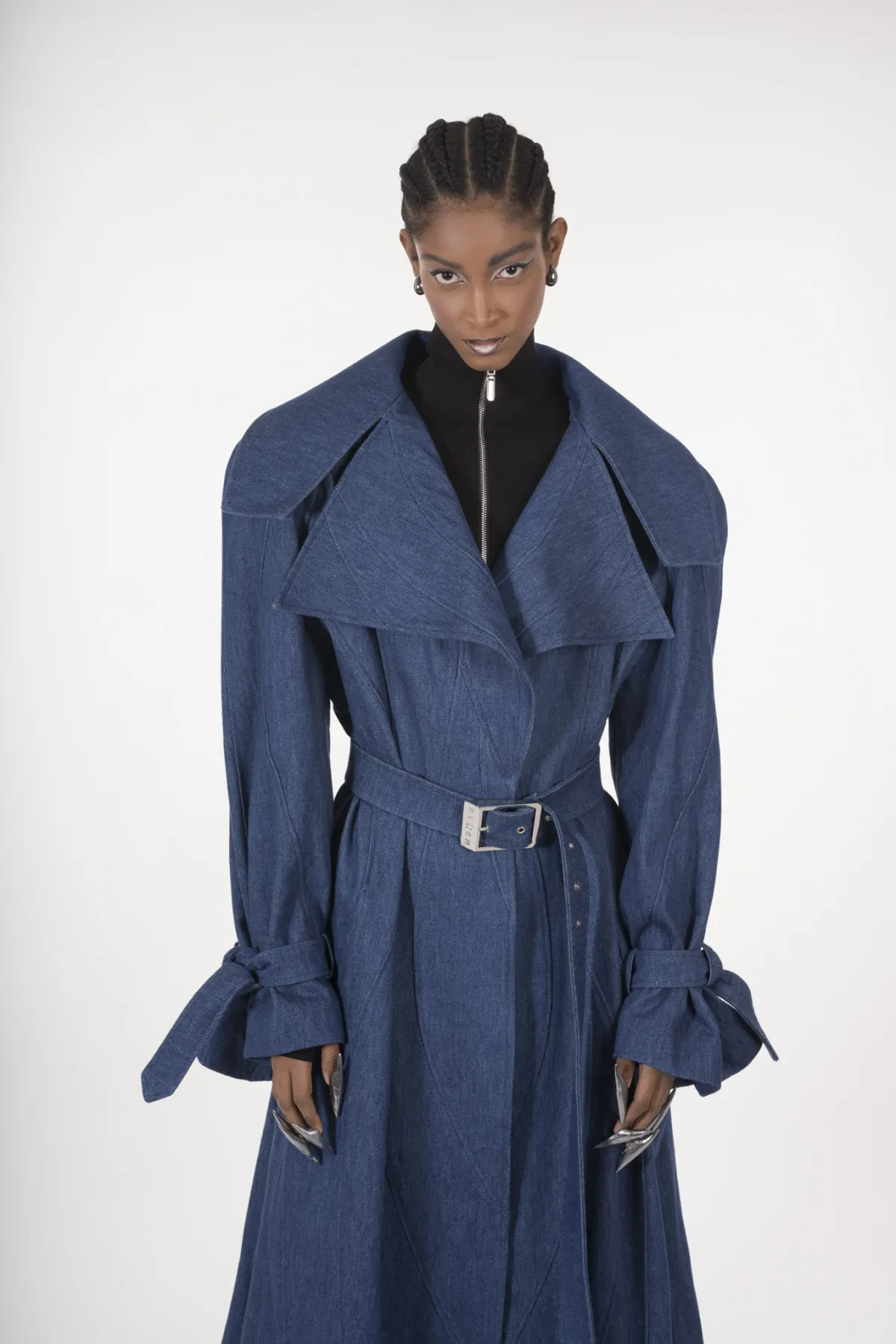 Denim trench coat