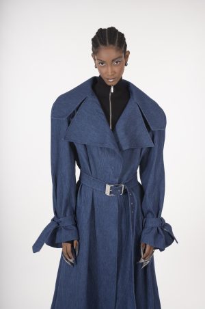 Denim trench coat